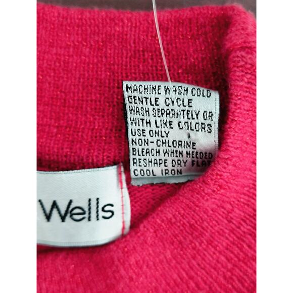 Baxter Wells Metallic Thread Sweater Women's Sz L Red Long Sleeve Mock Neck - Picture 14 of 16